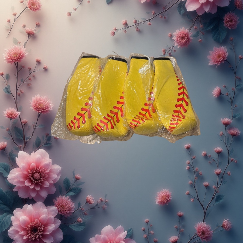 Yellow Baseball Themed Koozie
